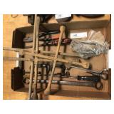 Box Lot- Tools, Wrenches, Tire Irons, Etc.