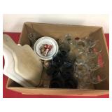Box Lot- Glassware, Plates, Cutting Boards, Etc.