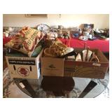 (3) Box Lots- Christmas Pillows, Baskets, Etc.