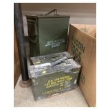 (3) Metal Military Ammo & Mortar Cans