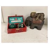 Elephant Form Trinket Box & Oriental Stress Balls
