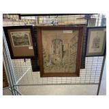 Framed Etching & (2) Prints