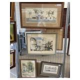 (4) Watercolors & Lithograph