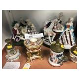 (4) Porcelain Pottery Hand Painted Inkwells