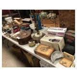 Ash Tray, Wicker Hamper, Irons, Radio, Flat Irons,