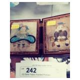 (2) Early Fabric Painted Portraits