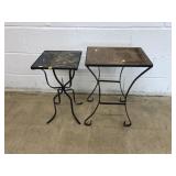 (2) Wrought Iron Tile Top Plant Stands