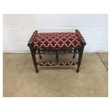 Early Spindle Form Upholstered Footstool