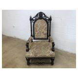 Victorian Carved Back Upholstered Arm Chair