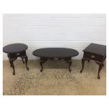 3pc. Queen Anne Style Coffee & End Table Set