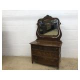 Vintage Oak Bureau with Mirror