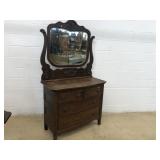 Vintage Oak Bureau with Mirror