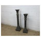 2 Plaster Ornate Candle Holders
