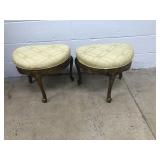 (2) French Half Circular Upholstered Stools