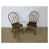 (2) Vtg. Plank Seat Side Chairs