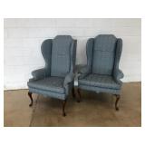 (2) Upholstered Wing Back Chairs