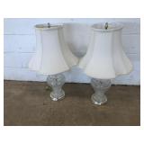 (2) Vtg. Pattern Glass Table Lamps