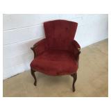 Vtg. Red Upholstered Wing Back Chair