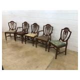 (5) Mahogany Shield Back Dining Room Chairs