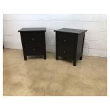 (2) Black Painted 2-Drawer Nightstands