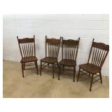 4 Oak Press Back Chairs