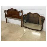 Walnut Headboard and Mirror