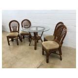 Bent Wood Glass Top Table w/ 4 Chairs