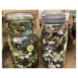 (2) Jars of Vintage Buttons