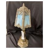 Slag Glass Cast Metal Lamp