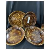(4) Rockingham Glazed Plates