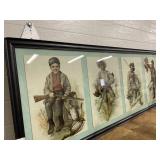 Early 20th Century Framed Lithograph of Hunt Scene