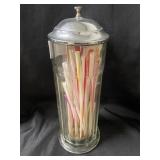 Vintage Glass Straw Dispenser