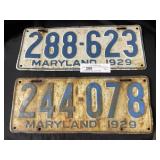 (2) Maryland 1929 License Plates