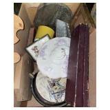 Vtg. Letter Holder, Curling Iron, Tins,