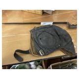 Vtg. Socket Bayonet & Leather Bomber Hat