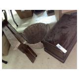 Wooden Step Ladder, Wicker Basket, Walnut