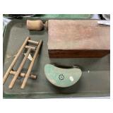 Vtg. Wooden Box, Small Easel, etc.