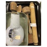 (2) Pcs Agateware, Wood Mashers, etc.
