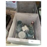 Wooden Crate w/ Green Canning Jars