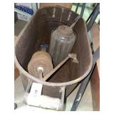 Tin Wash Boiler, Glass Kerosene Jug, etc.