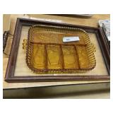 Mahogany Serving Tray & Amber Tray