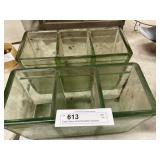 Early Glass 3-Part Divided Canisters