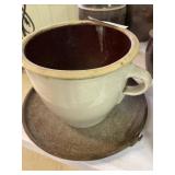 Handled Storage Crock, Cast Metal Cook Plate