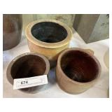 (3) Stoneware & Redware Storage Crocks