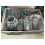 Early Wooden Crate w/ Vintage Bottles