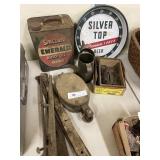 Barn Hinges, Pulley, Oil Can, Beer Tray,