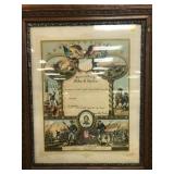 Framed Civil War Discharge