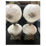 2 Milk Glass Electric Table Lights