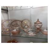 10 Pieces of Pink Depression Glassware