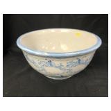 Blue Sponge Decorated Stoneware Mixing Bowl